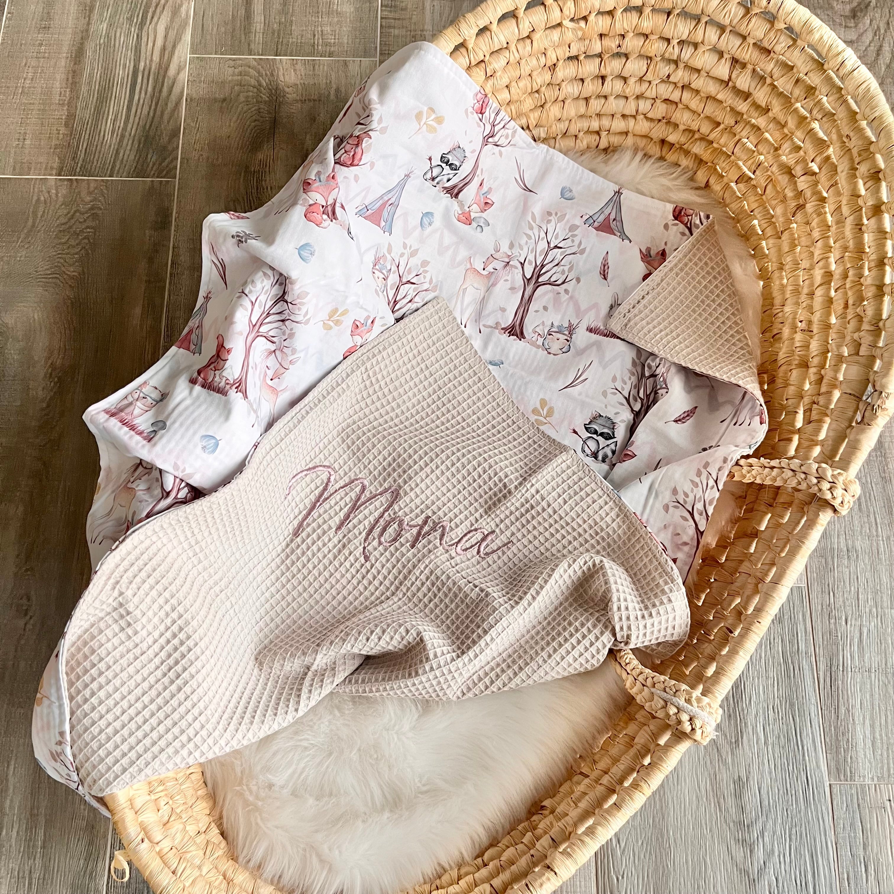 Couverture bébé « Animaux de la forêt Boho »