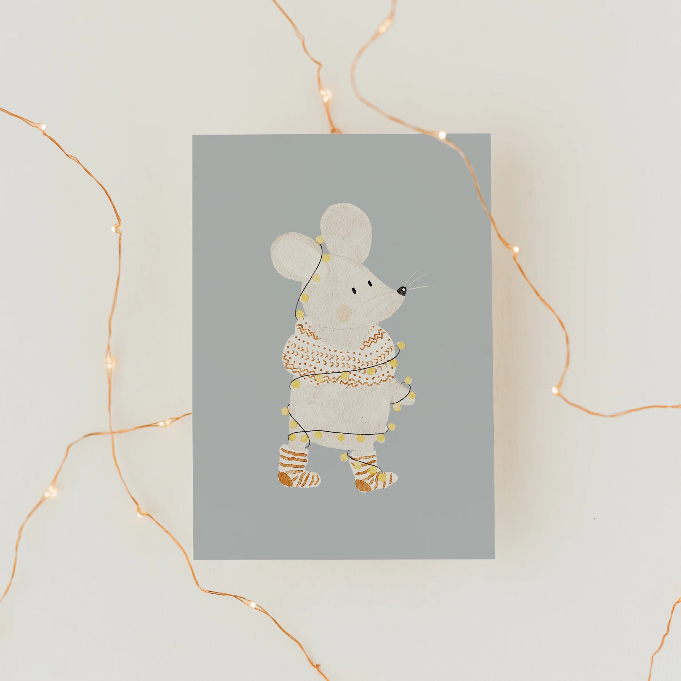 Karte “Maus mit Lichterkette"