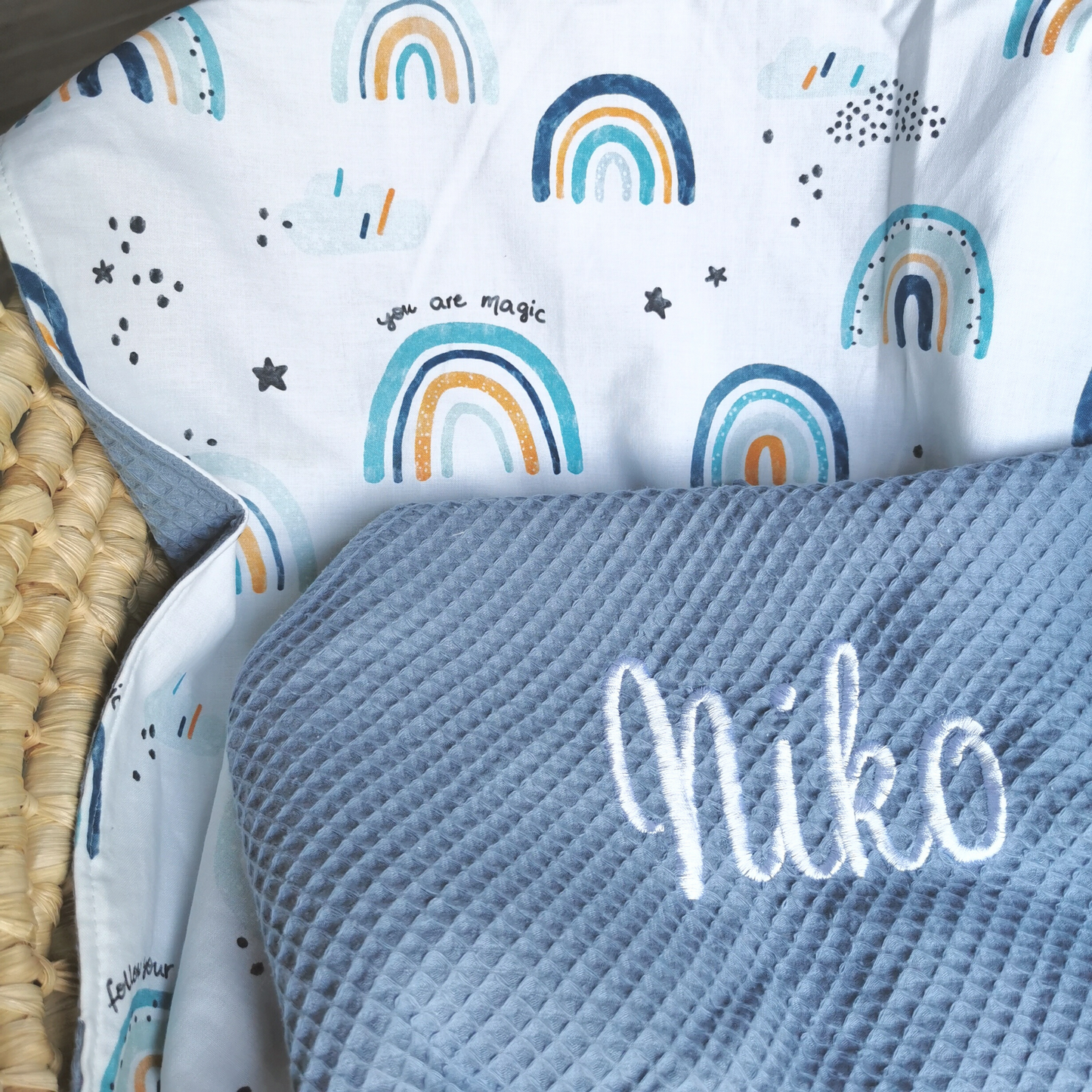 Babydecke “Regenbogen”, blau