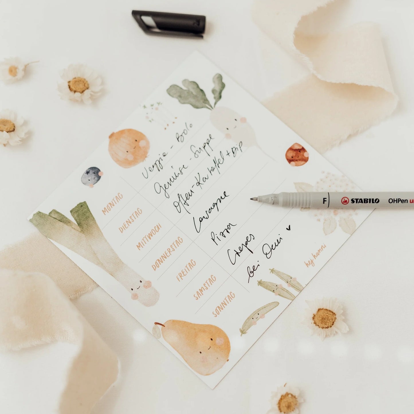 Horaire hebdomadaire réutilisable | Aimant frigo "Fruit", petit