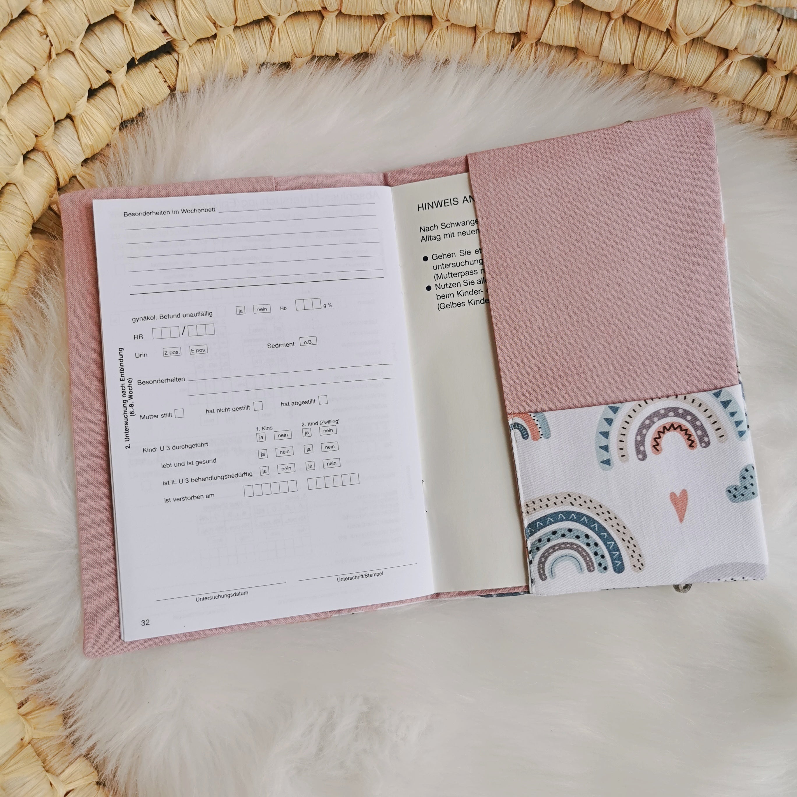 Maternity passport cover "Rainbow", pastel