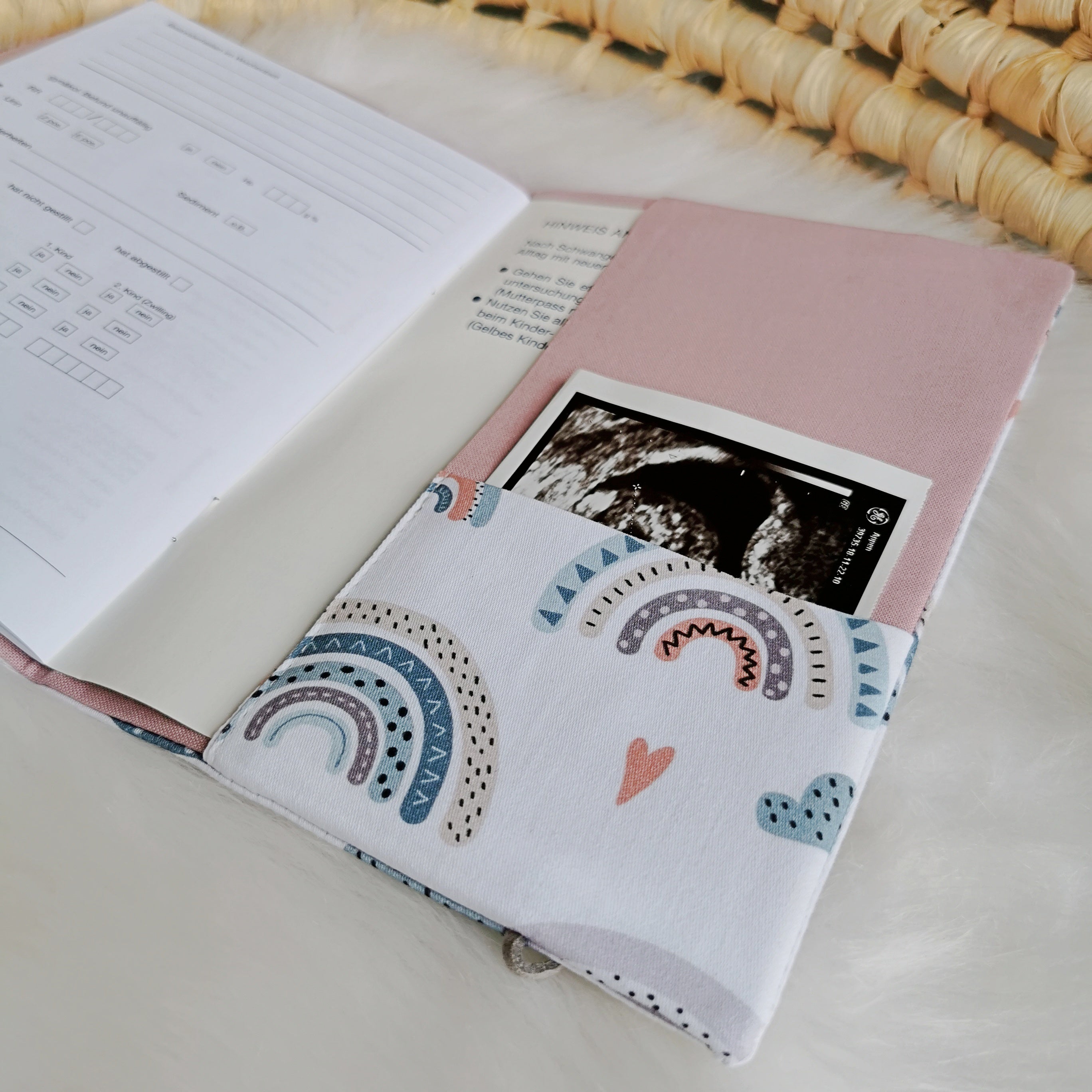 Maternity passport cover "Rainbow", pastel