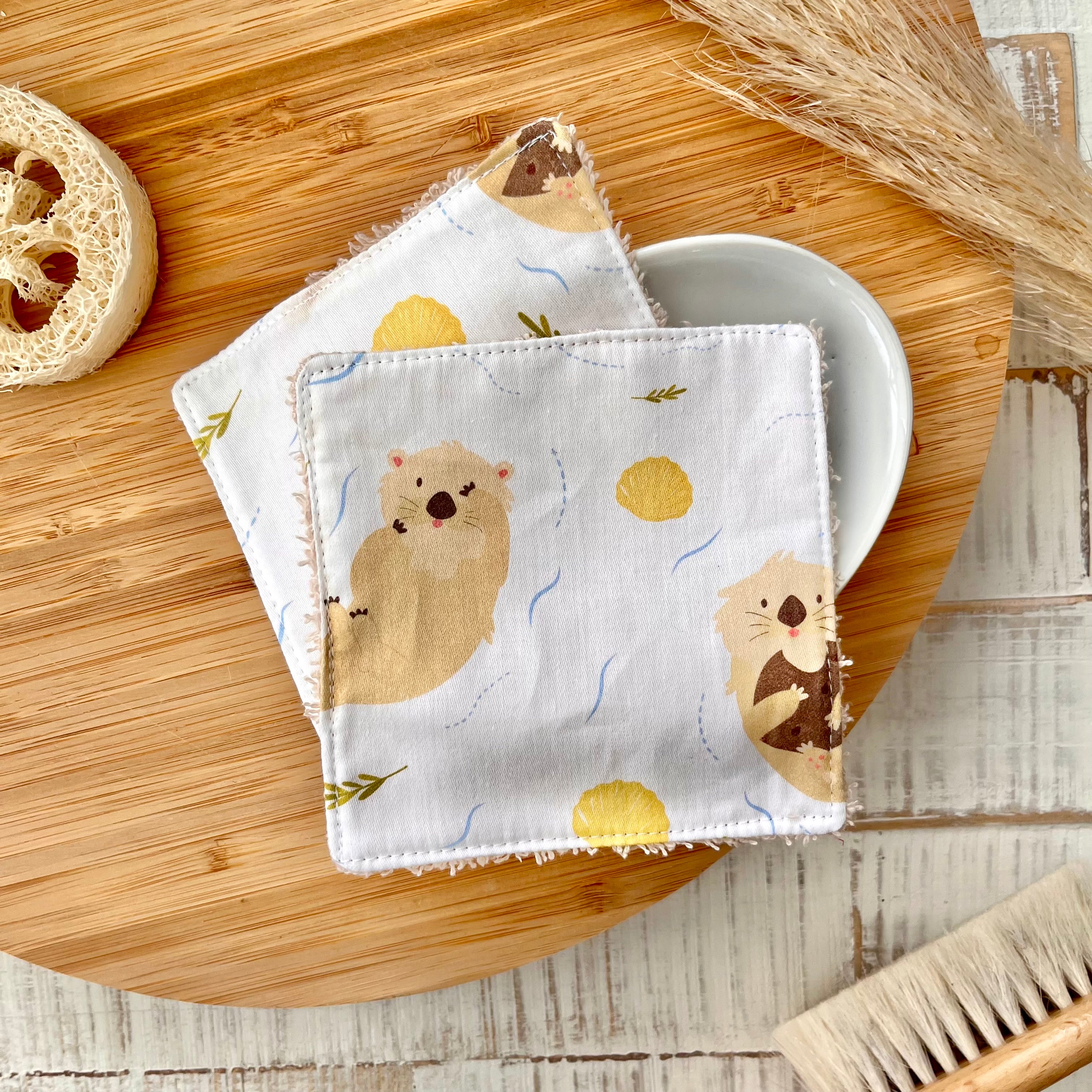 Waschpads Otter | 2er Set, Baumwolle mit Frottee-Rückseite, nachhaltig