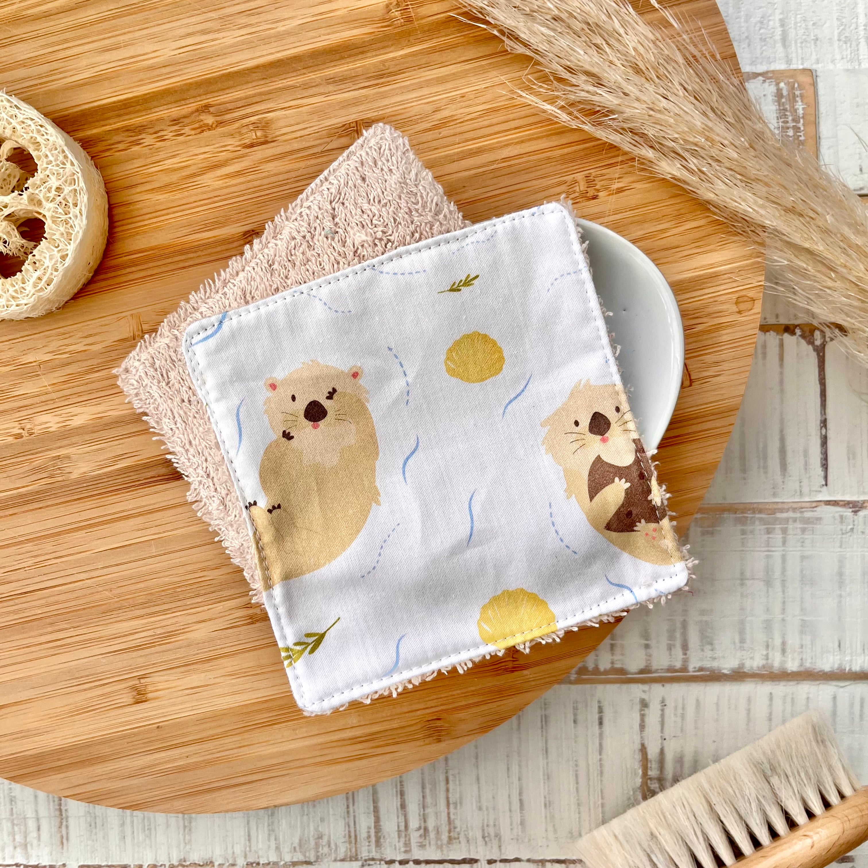 Waschpads Otter | 2er Set, Baumwolle mit Frottee-Rückseite, nachhaltig