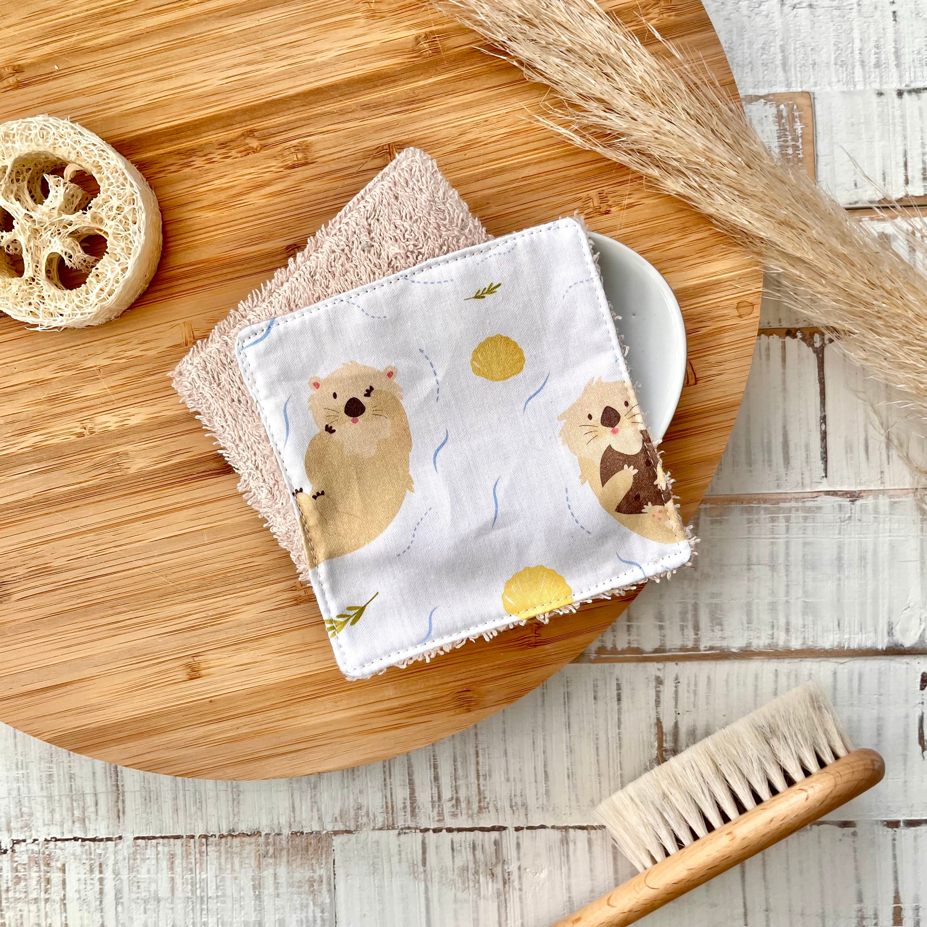 Waschpads Otter | 2er Set, Baumwolle mit Frottee-Rückseite, nachhaltig