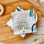 Waschpads Regenbogen blau | 2er Set, Baumwolle mit Frottee-Rückseite, nachhaltig