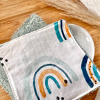 Waschpads Regenbogen blau | 2er Set, Baumwolle mit Frottee-Rückseite, nachhaltig