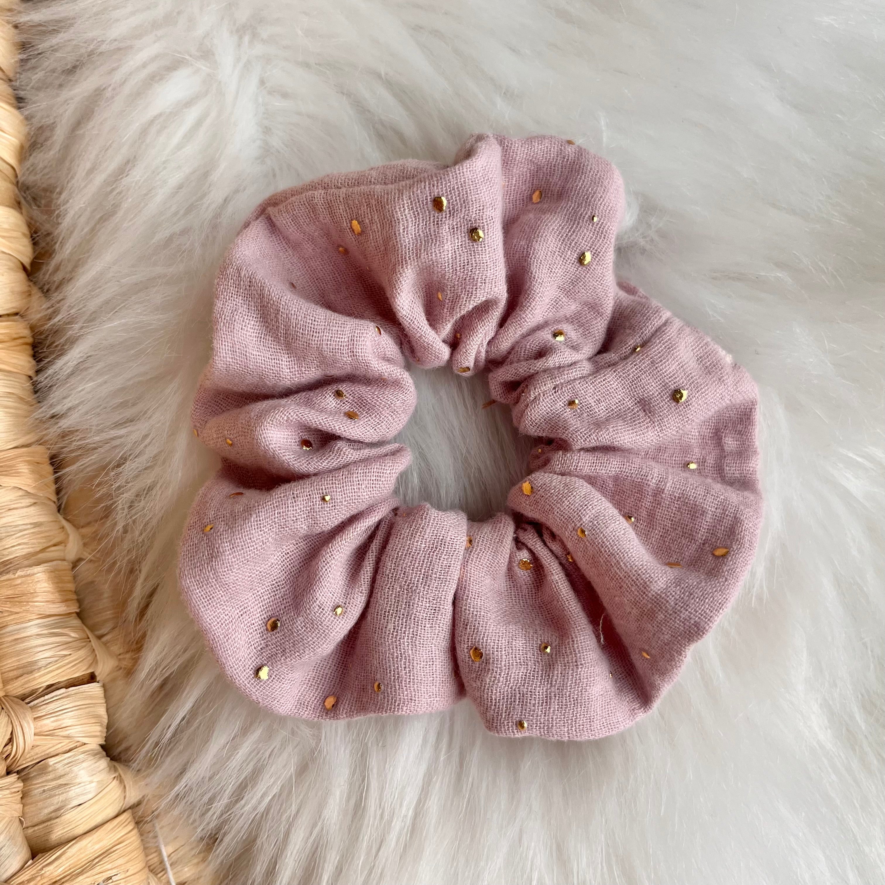 Scrunchie "Goldpunkte", altrosé