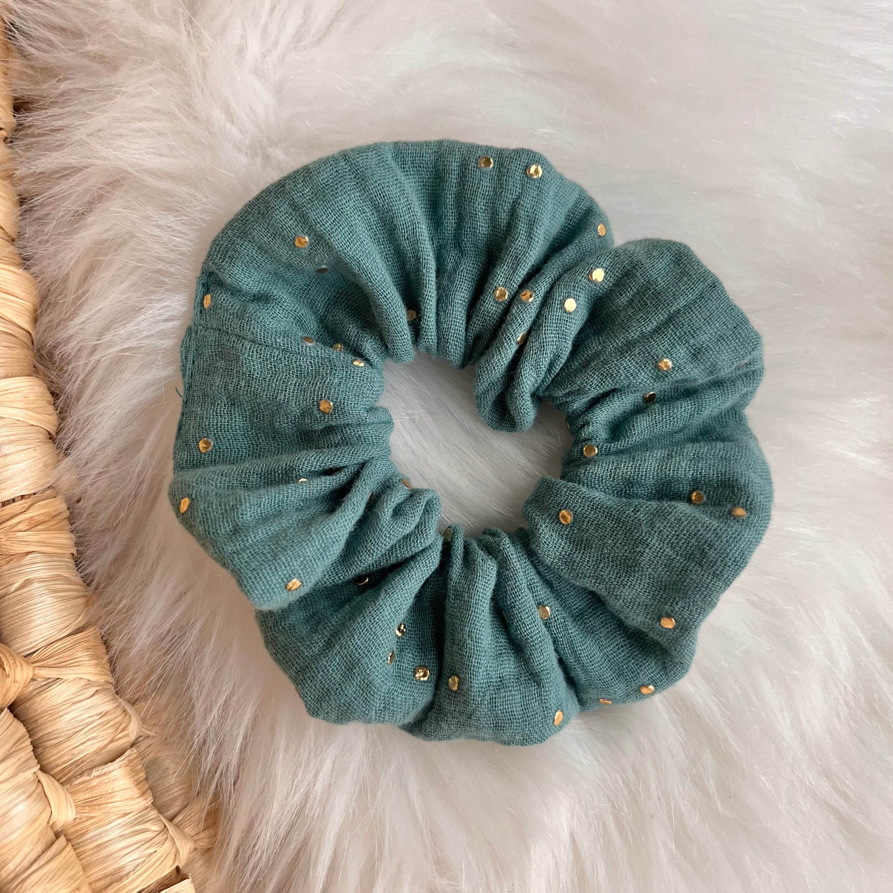 Scrunchie "Goldpunkte", petrol