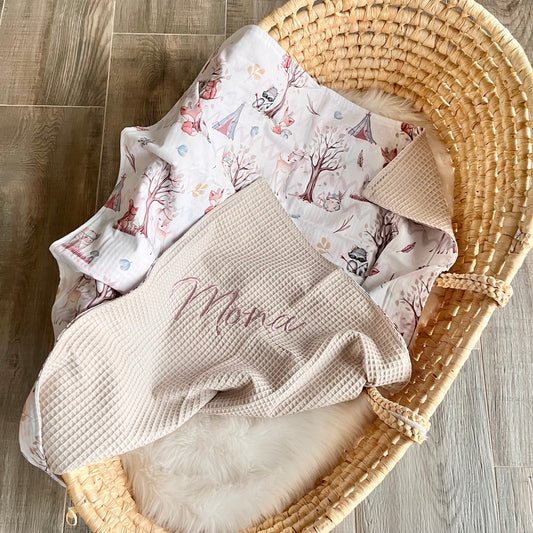 Babydecke “Boho Waldtiere” | wählbare Rückseite