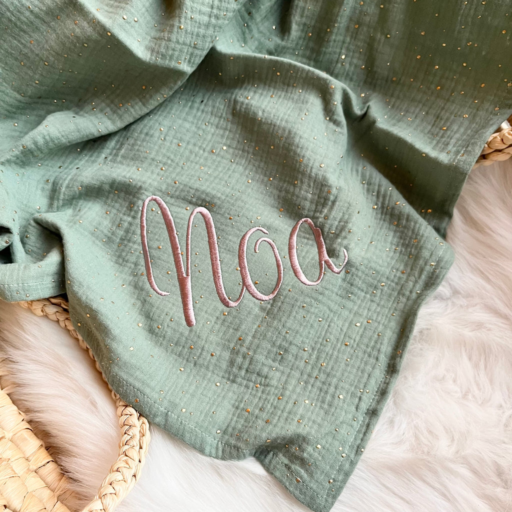 Musselintuch "uni" mit Goldpunkten