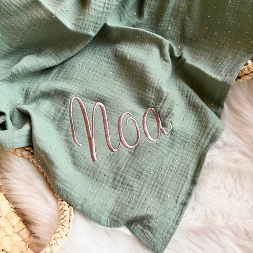 Musselintuch "uni" mit Goldpunkten