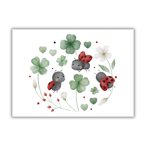 Postkarte Marienkäfer | A6, Naturpapier 300 g, Frühlingskarte als Mitbringsel oder Geschenk