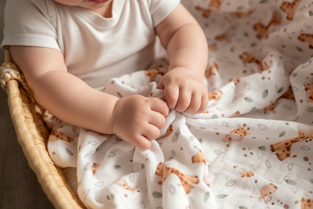 Baby mit Musselintuch