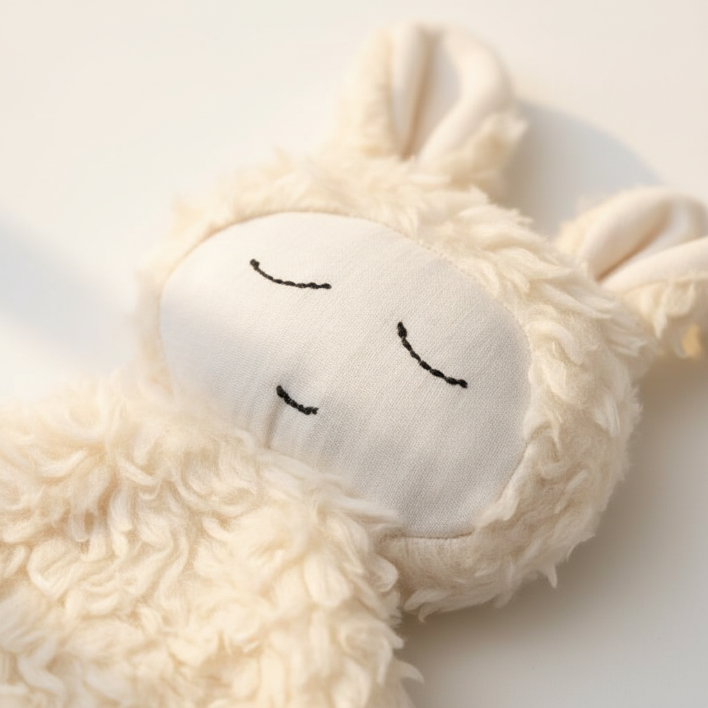Detail-Aufnahme Kuscheltier Lara – gestickte Details, Bio-Baumwolle