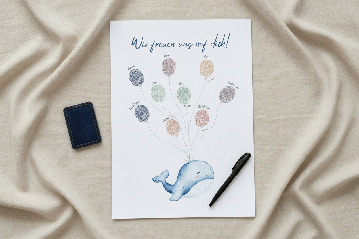 Flat Lay mit Beispiel-Fingerabdrücken