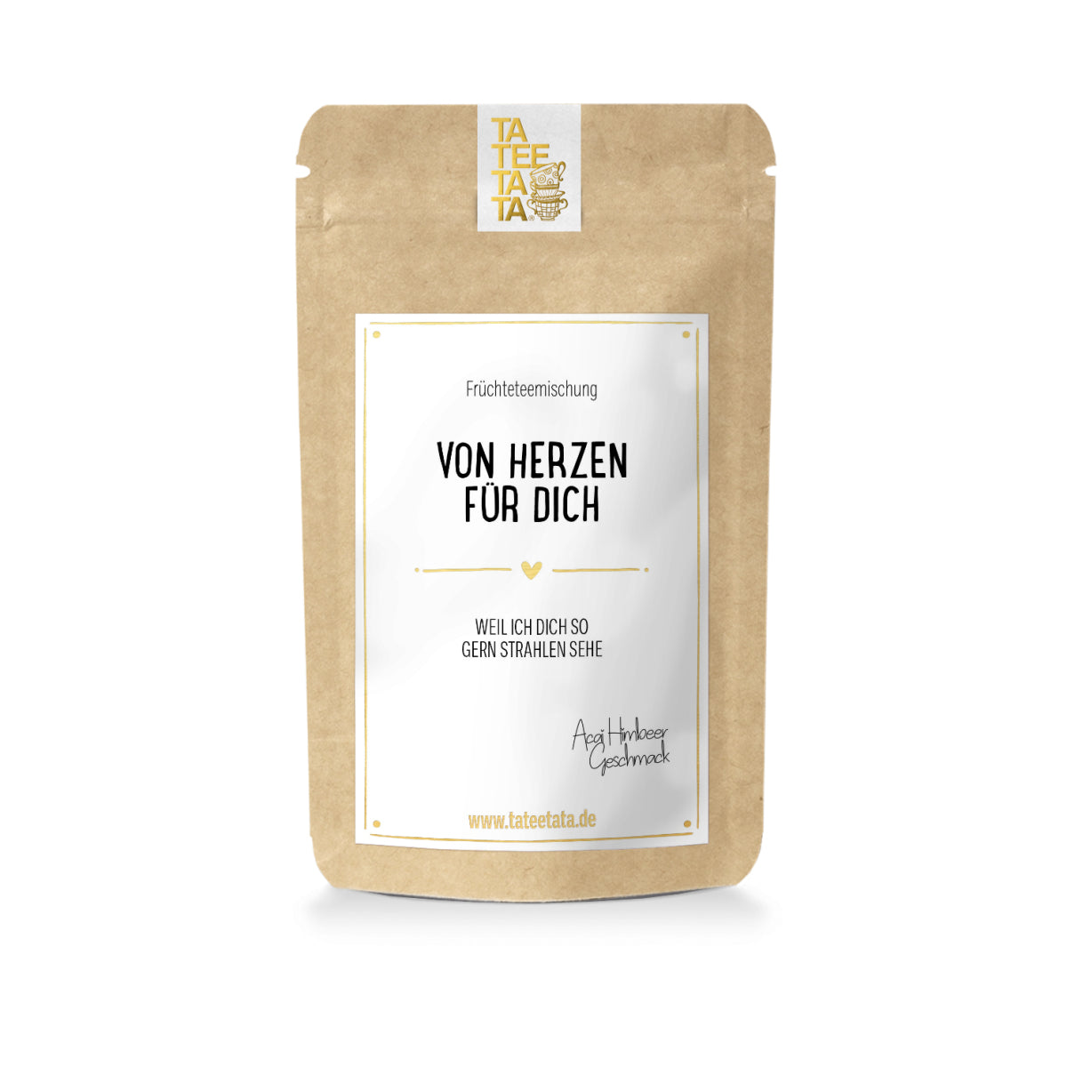Tee „Von Herzen für dich“ – Früchteteemischung Acai Himbeere in der Geschenktüte
