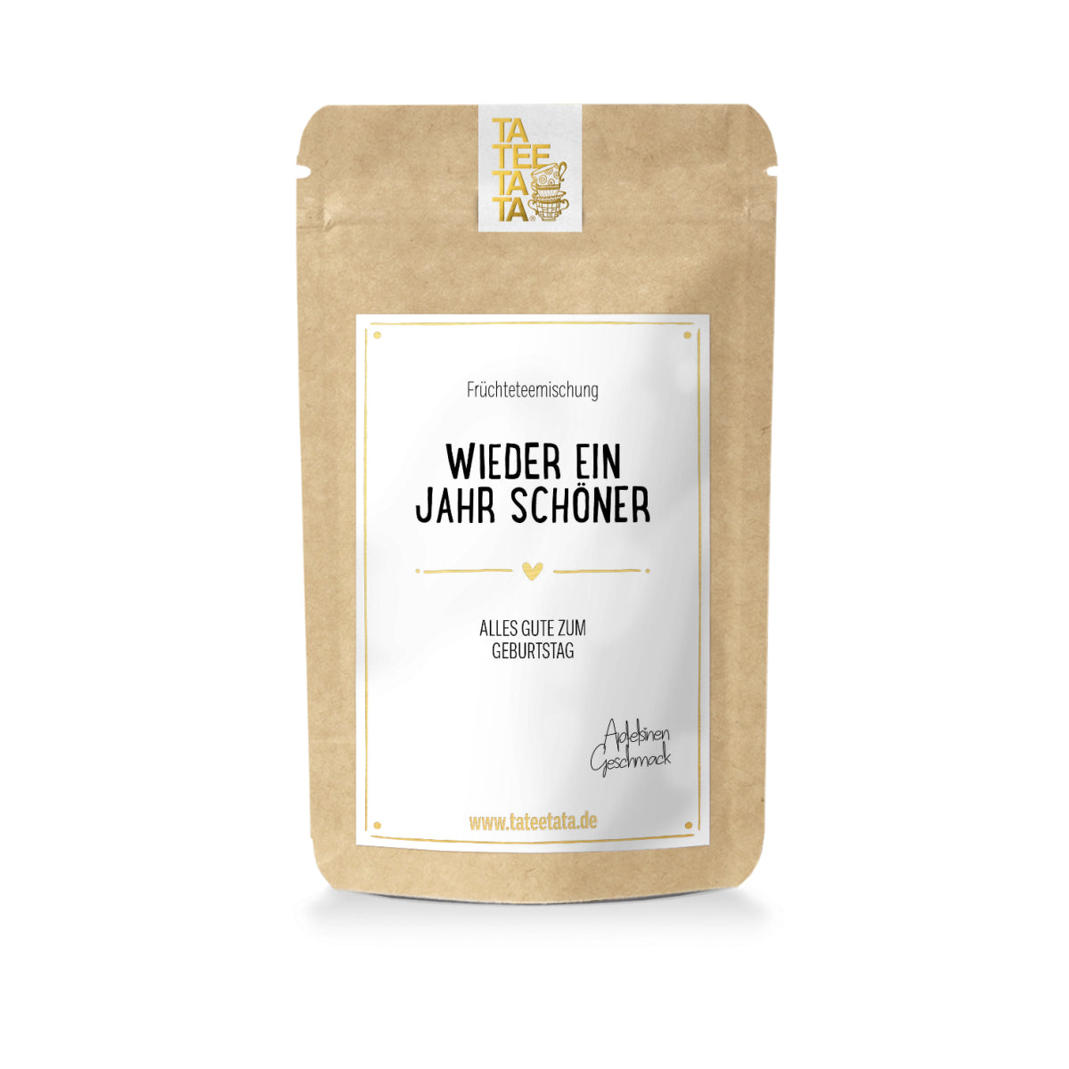 Tee „Wieder ein Jahr schöner“ – Früchteteemischung Apfelsinen in der Geschenktüte
