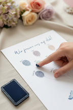 Gast macht Fingerabdruck bei der Babyparty