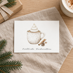 Weihnachtskarte „Heiße Schokolade“ im weihnachtlichen Flatlay – A6-Karte für Weihnachtsgrüße