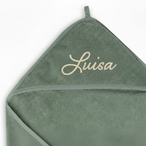 Kapuzenhandtuch Frottee mit Namensstickerei Luisa – hochwertige Personalisierung
