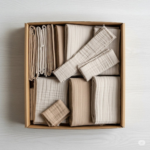 Muslin remnant pack | 500g organic solid color or 300g patterned | GOTS &amp; Oeko-Tex certified | DIY fabric scraps for baby projects, scarves, burp cloths