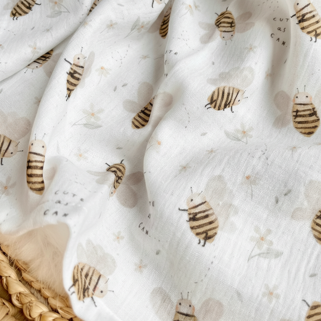 Musselintuch Biene Detail