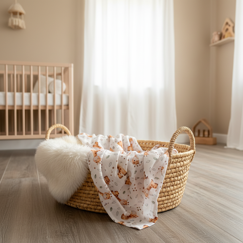 Musselintuch im Korb