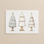 Weihnachtskarte „Tannenbäume“ – illustrierte A6-Karte im Querformat auf Naturpapier, anilino