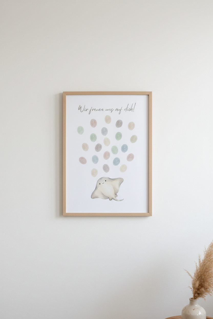 Rochen Poster – Rahmen an weißer Wand