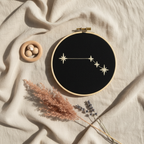 Stickrahmen Aries Flatlay mit Musselin