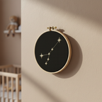 Stickrahmen Cancer an Nursery-Wand