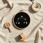 Stickrahmen Libra Flatlay mit Musselin