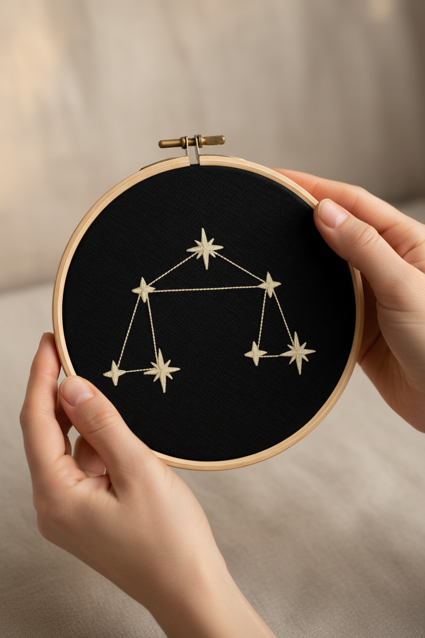 Stickrahmen Libra in Händen