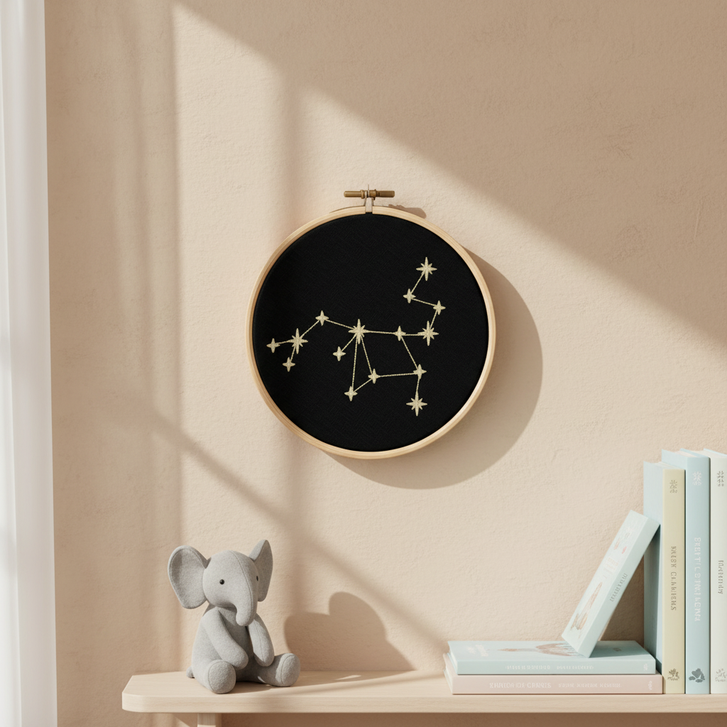Stickrahmen Sagittarius an Nursery-Wand