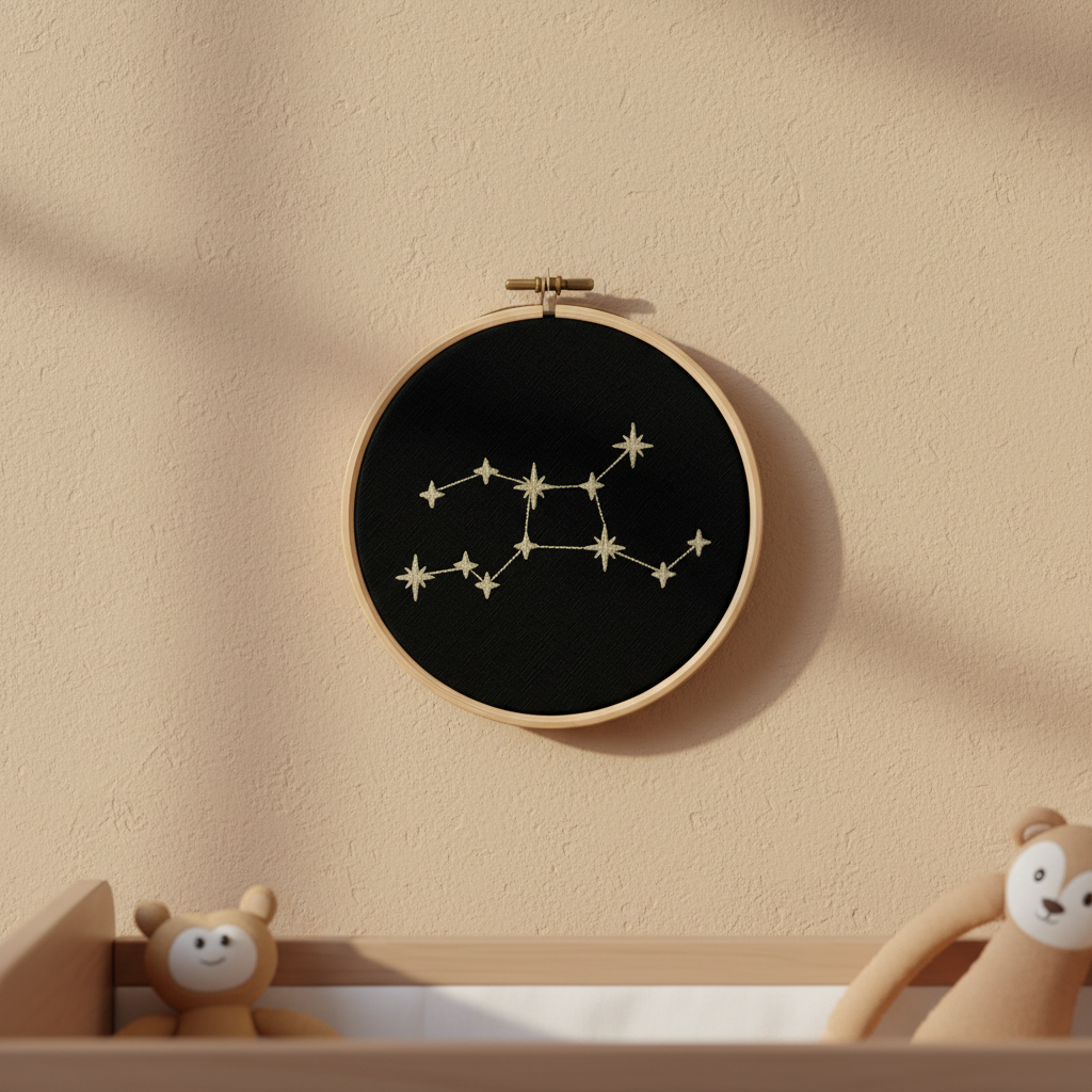 Stickrahmen Virgo an Nursery-Wand