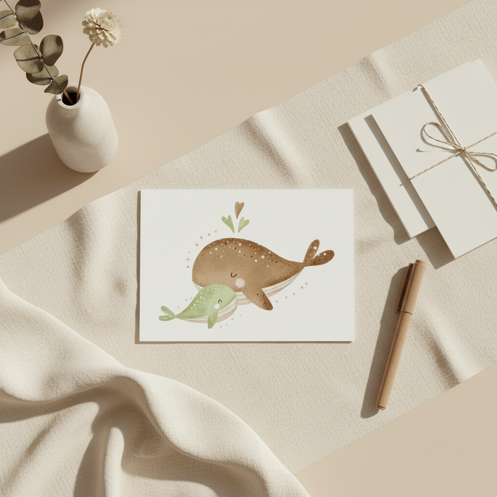 Styled postcard flatlay