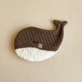 Whale crinkle toy with brown waffle pique fabric
