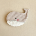 Whale crinkle toy with light beige waffle pique fabric