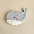 Whale crinkle toy with light gray waffle pique fabric