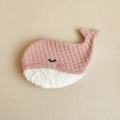 Whale crinkle toy with nude-rose waffle pique fabric