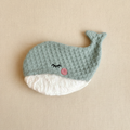 Whale crinkle toy with sea green waffle pique fabric