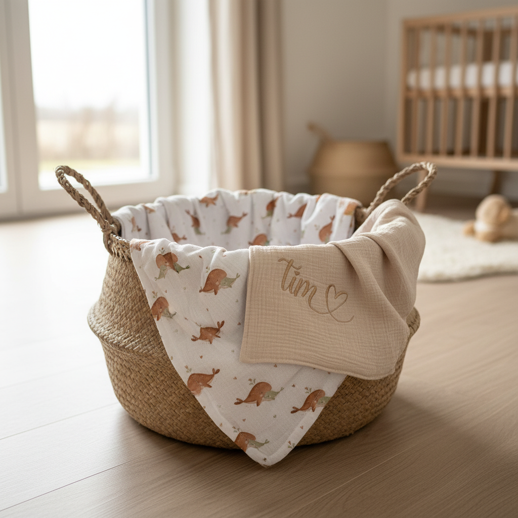 Whale musselin in basket