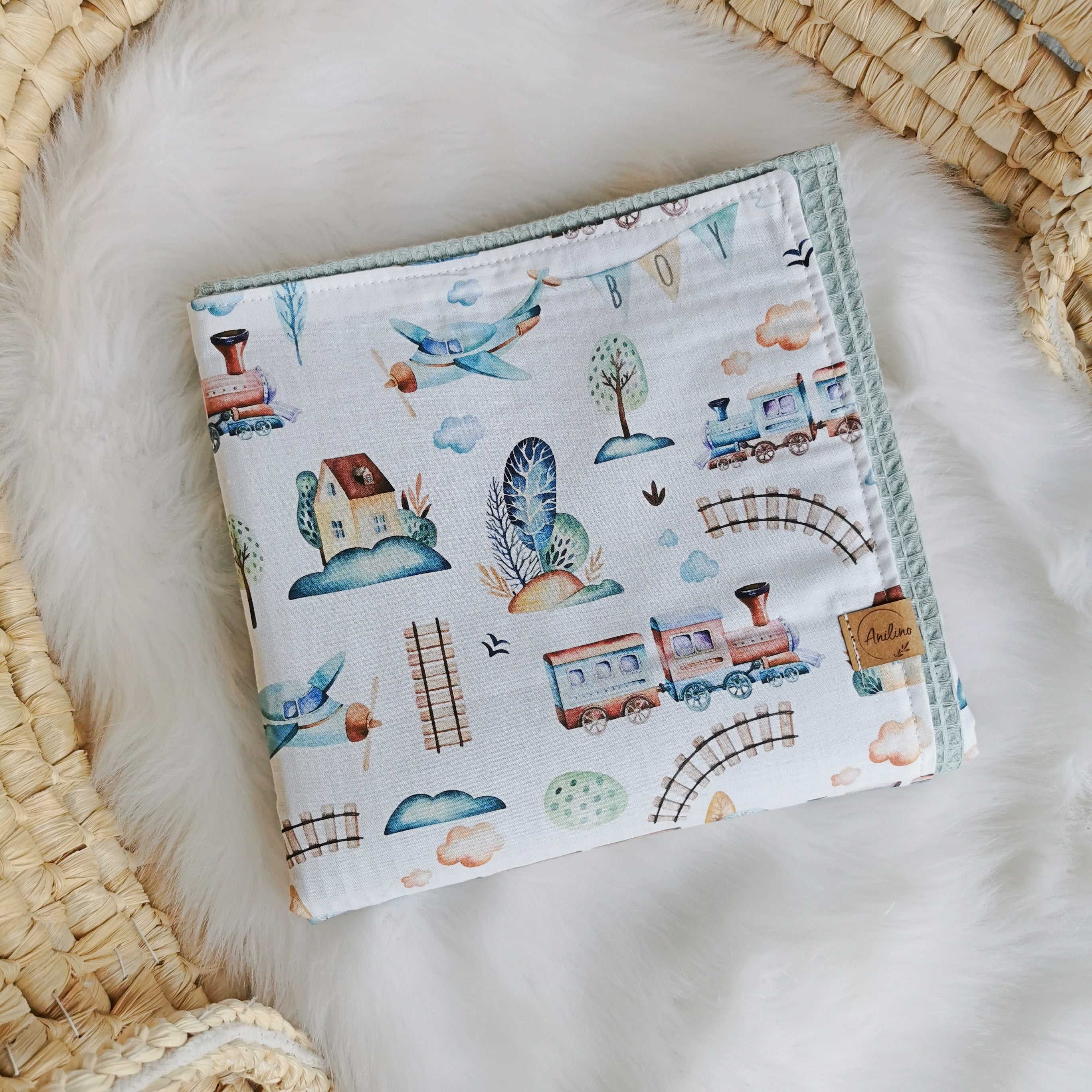 Couverture bébé "Chemin de fer"