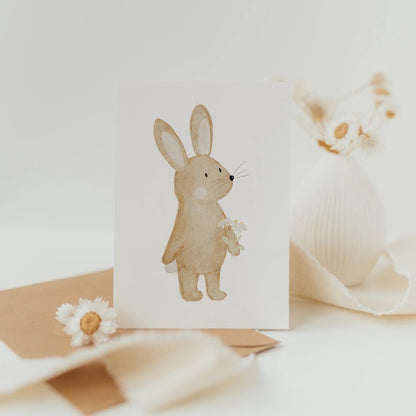 Card “Bunny with bouquet”