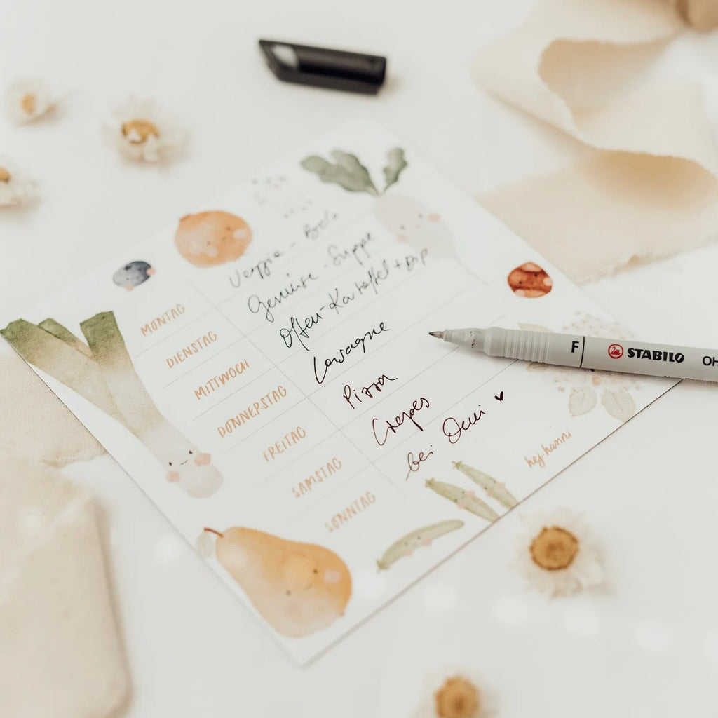 Horaire hebdomadaire réutilisable | Aimant frigo "Fruit", petit