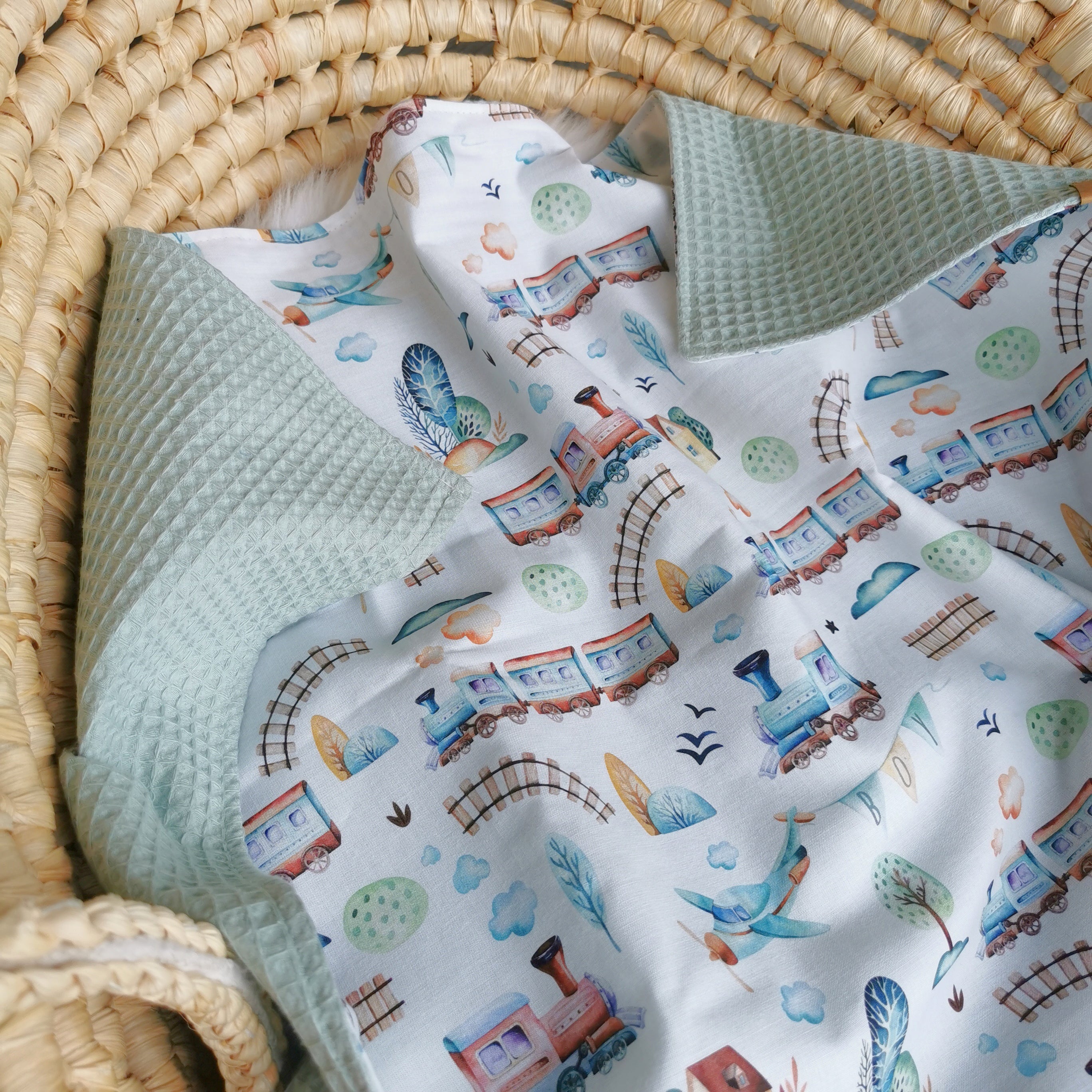 Couverture bébé "Chemin de fer"