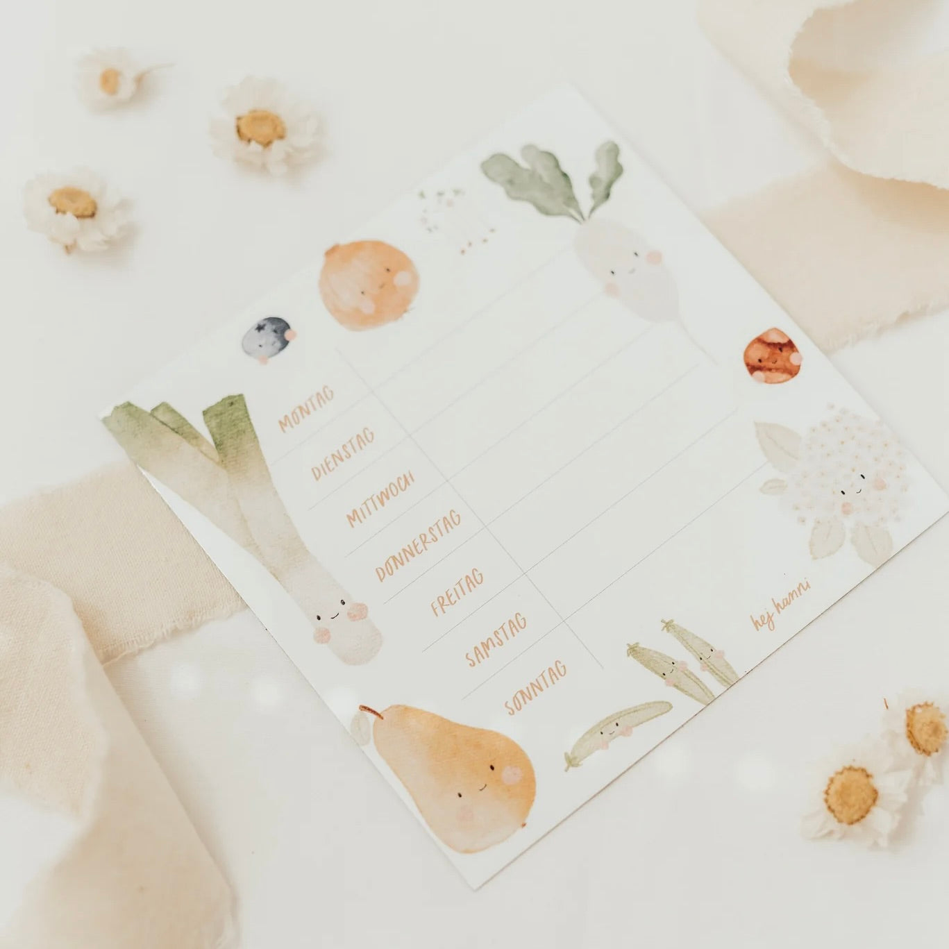 Horaire hebdomadaire réutilisable | Aimant frigo "Fruit", petit