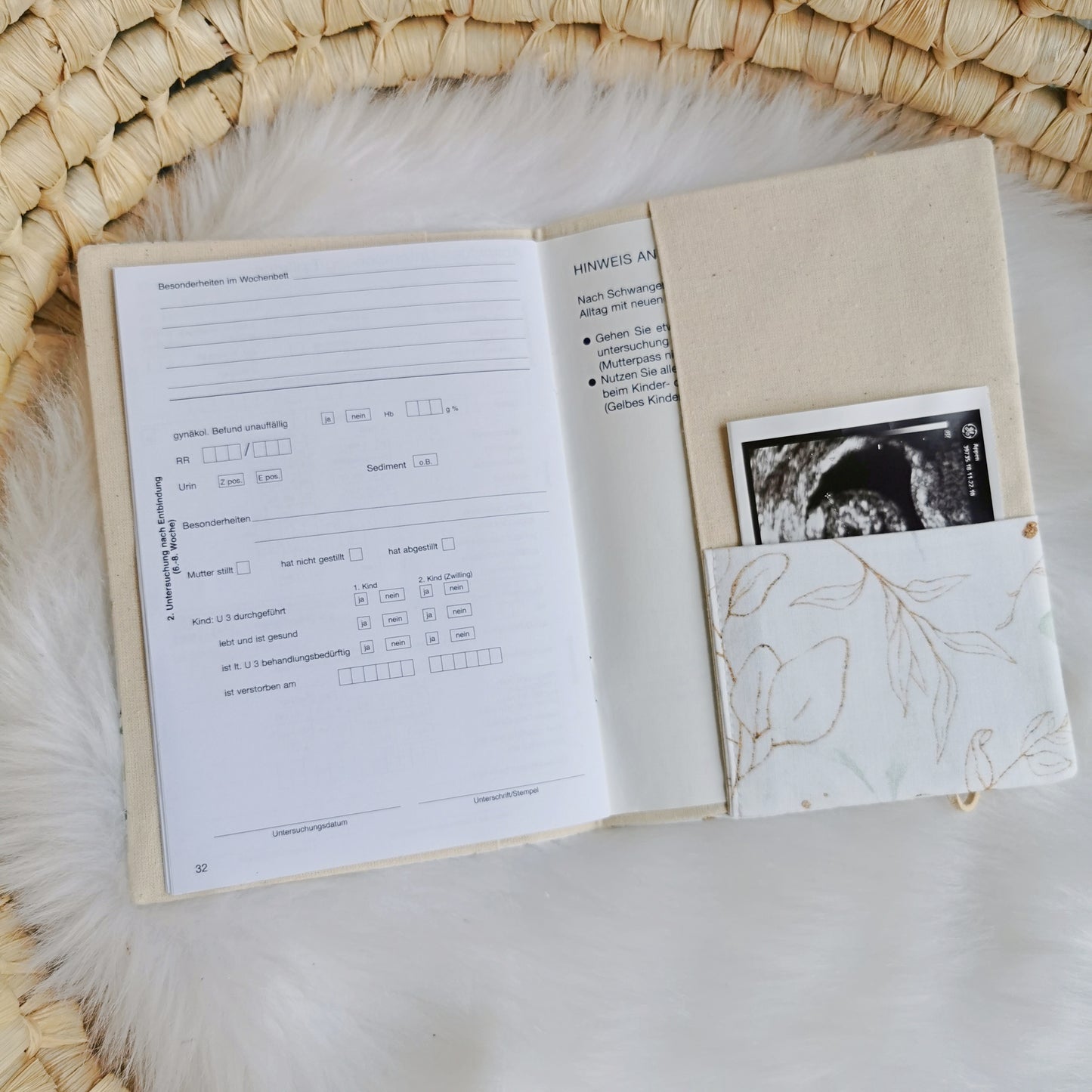 Maternity Passport Cover "Golden Eucalyptus"