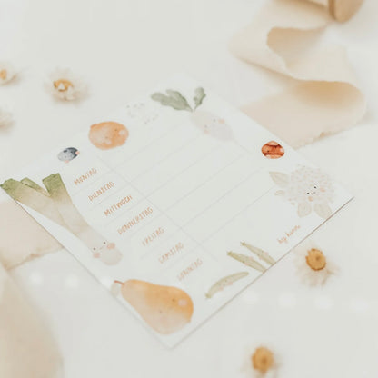 Horaire hebdomadaire réutilisable | Aimant frigo "Fruit", petit